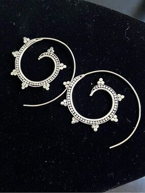Sterling Silver open spiral hoop earrings